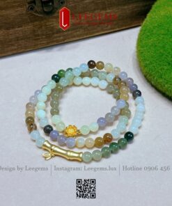 Chuỗi Ngọc Hòa Điền Đa Sắc thiên nhiên mix Charm Hoa Sen S925 – Trang sức phong thủy cao cấp hợp mọi mệnh | Leegems - Ảnh 7