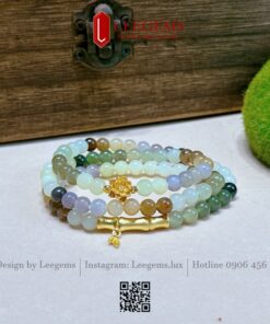 Chuỗi Ngọc Hòa Điền Đa Sắc thiên nhiên mix Charm Hoa Sen S925 – Trang sức phong thủy cao cấp hợp mọi mệnh | Leegems - Ảnh 5