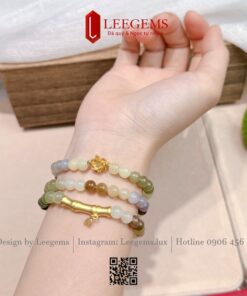 Chuỗi Ngọc Hòa Điền Đa Sắc thiên nhiên mix Charm Hoa Sen S925 – Trang sức phong thủy cao cấp hợp mọi mệnh | Leegems - Ảnh 9