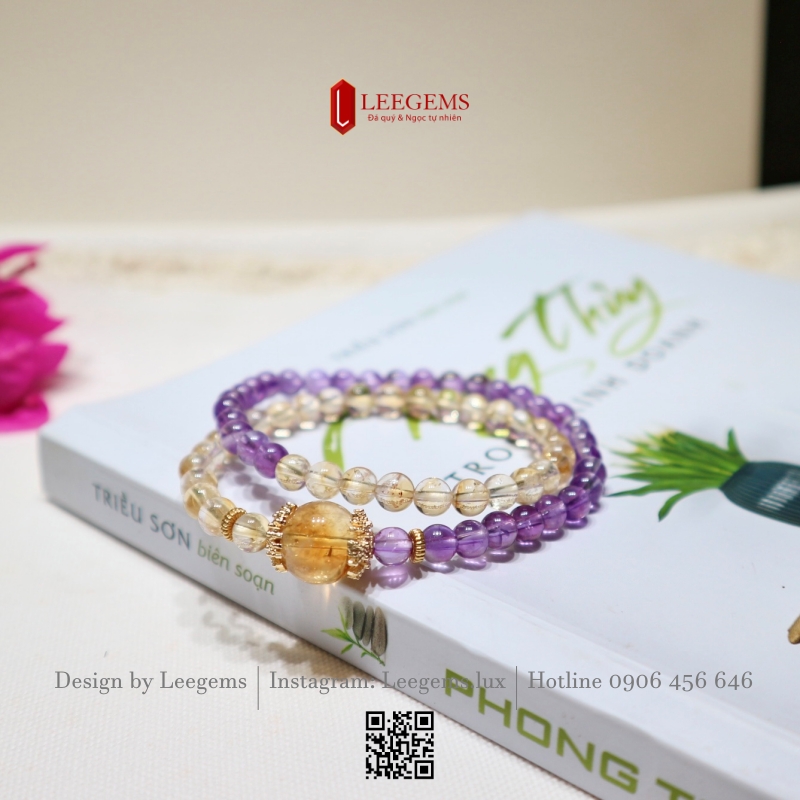 Chuỗi Vòng Tay Đá Amethyst Mix Đá Citrine 6li – Sự Hài Hòa Giữa Trí Tuệ, Tài Lộc & Bình An 1. Giới thiệu sản phẩm I Leegems