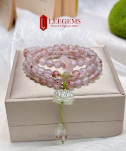 Chuỗi Vòng Tay Đá Agate Chu Sa mix Charm Hòa Điền – Tinh tế, thanh tịnh và thu hút năng lượng may mắn I Leegems