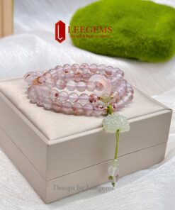 Alternative view of Chuỗi Vòng Tay Đá Agate Chu Sa mix Charm Hòa Điền – Tinh tế, thanh tịnh và thu hút năng lượng may mắn I Leegems