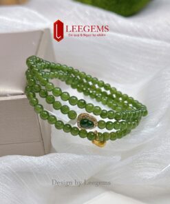 Chuỗi Ngọc Bích Vip 4li mix Charm Hồ Lô & Cỏ 4 Lá – Trang sức phong thủy mang năng lượng tài lộc và bình an I Leegems