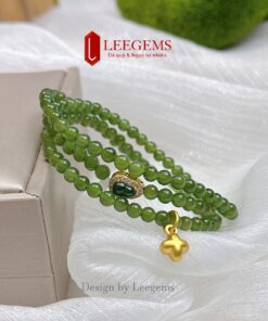 Chuỗi Ngọc Bích Vip 4li mix Charm Hồ Lô & Cỏ 4 Lá – Trang sức phong thủy mang năng lượng tài lộc và bình an I Leegems - Ảnh 4