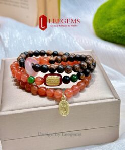 Chuỗi Ngọc Nam Hồng mix Trầm Sánh & Charm – size 6 li – Vẻ đẹp thanh tịnh & năng lượng phong thủy mạnh mẽ I Leegems