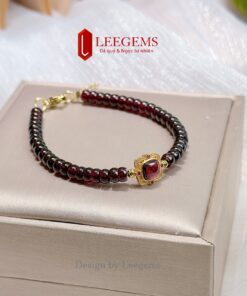 Lắc Tay Đá Garnet Vip – Dạng Hạt Bánh Xe mix Charm Đá Quý – Sang trọng, quyến rũ & phong thủy mạnh cho mệnh Hỏa – Thổ I Leegems - Ảnh 5