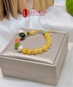 Lắc Tay Hổ Phách Mật Lạp size 8 li mix Charm Ngọc – Tinh tế, sang trọng & phong thủy mạnh – Hợp TẤT CẢ MỆNH I Leegems - Ảnh 6