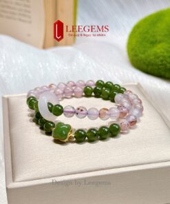 Chuỗi quấn 2 vòng Ngọc Bích mix đá Agate Chu Sa & Charm – Size 6 li – Hợp tất cả mệnh I Leegems - Ảnh 7
