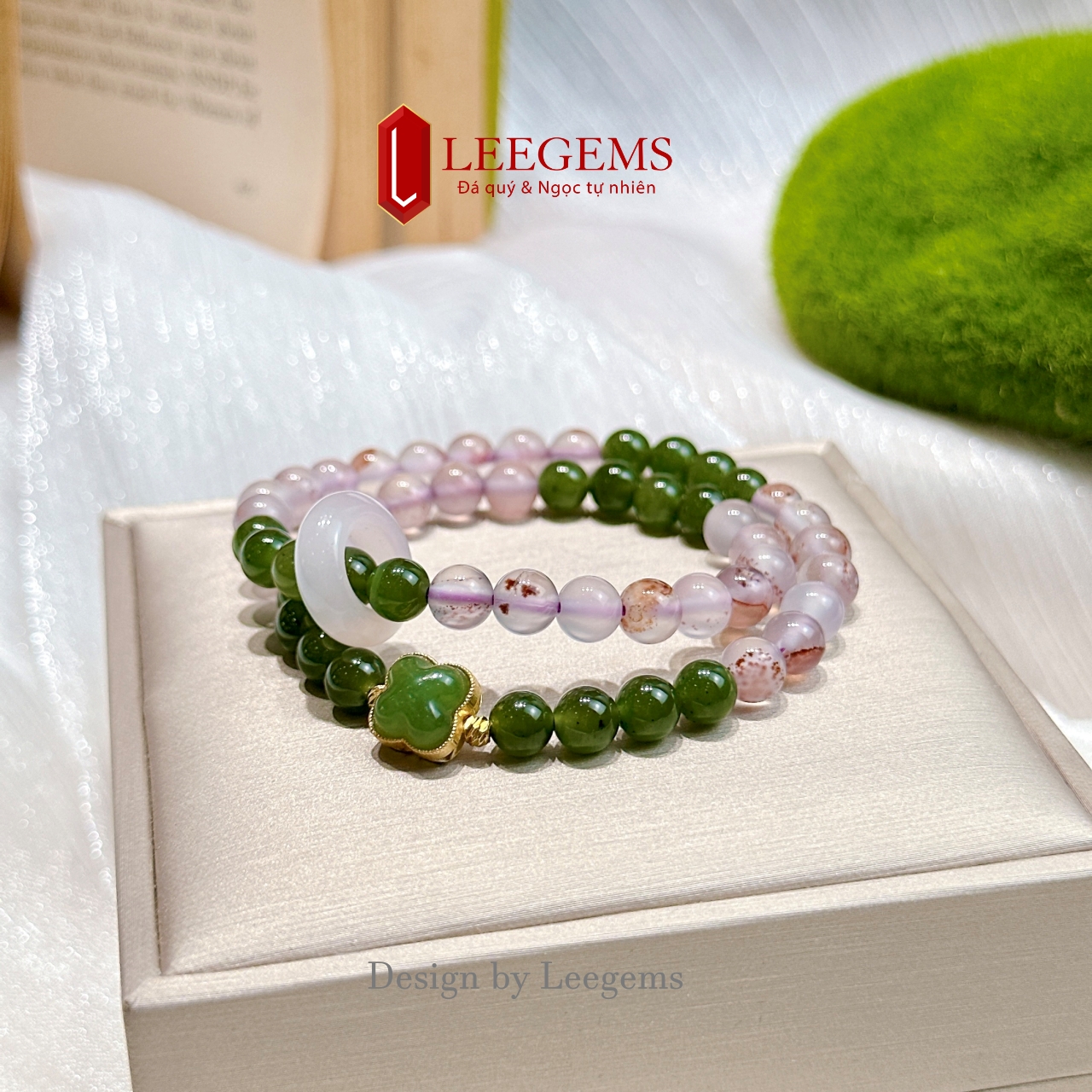 Chuỗi quấn 2 vòng Ngọc Bích mix đá Agate Chu Sa & Charm – Size 6 li – Hợp tất cả mệnh I Leegems - Ảnh 7