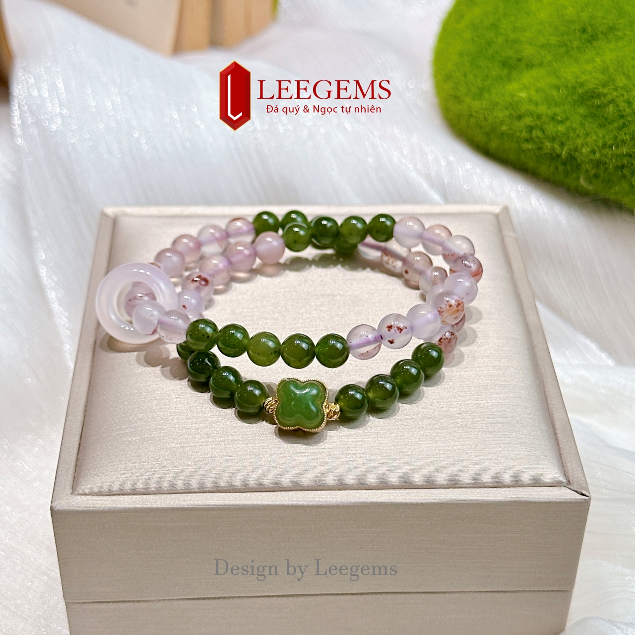 Chuỗi quấn 2 vòng Ngọc Bích mix đá Agate Chu Sa & Charm – Size 6 li – Hợp tất cả mệnh I Leegems - Ảnh 6