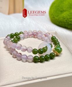 Chuỗi quấn 2 vòng Ngọc Bích mix đá Agate Chu Sa & Charm – Size 6 li – Hợp tất cả mệnh I Leegems - Ảnh 5