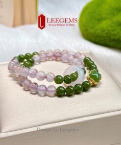Chuỗi quấn 2 vòng Ngọc Bích mix đá Agate Chu Sa & Charm – Size 6 li – Hợp tất cả mệnh I Leegems - Ảnh 4