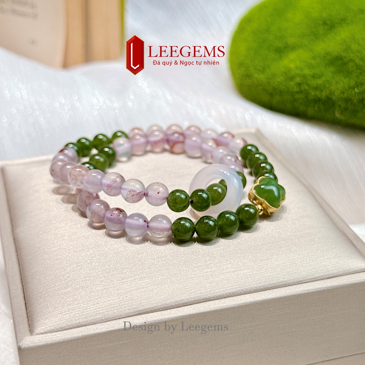 Chuỗi quấn 2 vòng Ngọc Bích mix đá Agate Chu Sa & Charm – Size 6 li – Hợp tất cả mệnh I Leegems - Ảnh 4