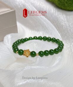 Alternative view of Vòng tay đá Diopside Vip 7 li mix charm Hoa Sen S925 – Hợp mệnh Hỏa & Mộc | Leegems