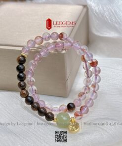Chuỗi vòng tay đá Agate chu sa mix trầm & charm Ngọc Hòa Điền 6,5li – Hợp mệnh Hỏa & Thổ | Leegems