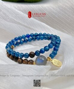Chuỗi quấn 2 vòng đá Kyanite mix Trầm Hương & Hắc Nguyệt Quang 6li – Hợp mệnh Mộc & Thủy | Leegems