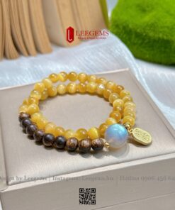 Chuỗi Vòng Tay Đá Mắt Hổ Vàng Tâm Mix Trầm Hương & Viên Hắc Nguyệt Quang I Leegems