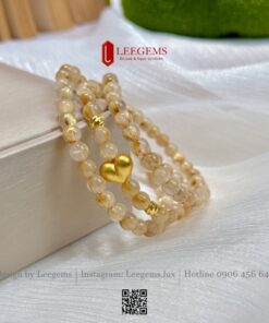Alternative view of Chuỗi Thạch Anh Tóc Vàng  Mix Charm Trái Tim Vàng S925 – Quấn 3 Vòng – Size 5.5 mm Hợp mệnh Kim & Thổ I Leegems