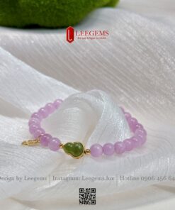 Vòng Tay Đá Kunzite Tự Nhiên VIP Size 6 mm mix charm Hồ Lô Ngọc I Leegems - Ảnh 3