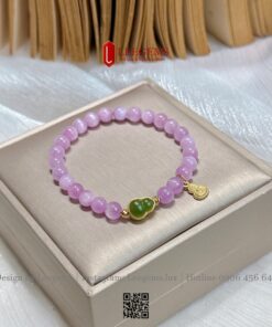 Alternative view of Vòng Tay Đá Kunzite Tự Nhiên VIP Size 6 mm mix charm Hồ Lô Ngọc I Leegems