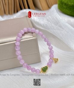 Vòng Tay Đá Kunzite Tự Nhiên VIP Size 6 mm mix charm Hồ Lô Ngọc I Leegems - Ảnh 4