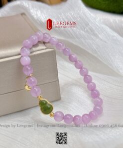 Vòng Tay Đá Kunzite Tự Nhiên VIP Size 6 mm mix charm Hồ Lô Ngọc I Leegems - Ảnh 5