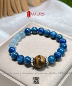 Vòng Tay Đá Kyanite Mix Aquamarine & Viên Chủ Mắt Hổ I Leegems - Ảnh 5