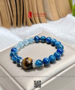 Alternative view of Vòng Tay Đá Kyanite Mix Aquamarine & Viên Chủ Mắt Hổ I Leegems