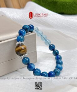 Vòng Tay Đá Kyanite Mix Aquamarine & Viên Chủ Mắt Hổ I Leegems - Ảnh 3