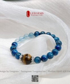 Vòng Tay Đá Kyanite Mix Aquamarine & Viên Chủ Mắt Hổ I Leegems - Ảnh 4