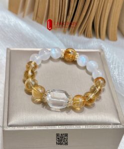 Alternative view of Vòng tay Thạch Anh Vàng mix Moonstone & Thạch Anh Trắng cắt giác I Leegems
