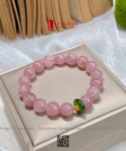 Vòng Tay Thạch Anh Hồng VIP 10Li Mix Charm Ngọc – Tuyệt Phẩm Cho Mệnh Hỏa & Thổ I Leegems - Ảnh 3
