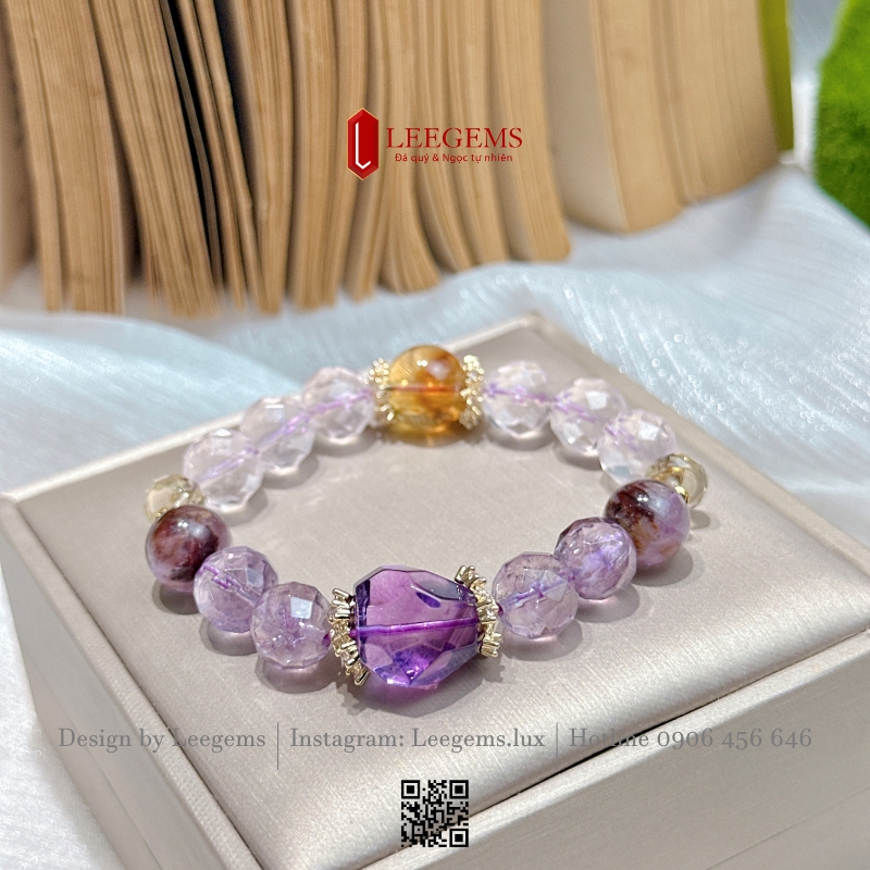 Vòng Tay Thạch Anh Tím Cắt Giác Mix Charm – Đánh Thức Sự Sang Trọng & Bình An I Leegems - Ảnh 3