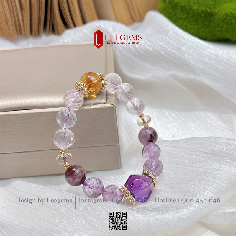 Vòng Tay Thạch Anh Tím Cắt Giác Mix Charm – Đánh Thức Sự Sang Trọng & Bình An I Leegems - Ảnh 5