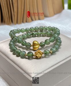Vòng Tay Thạch Anh Tóc Xanh 6.5Li Mix Charm Hoa Sen S925 – Vẻ Đẹp Thanh Khiết & Khơi Nguồn Thịnh Vượng I Leegems - Ảnh 3