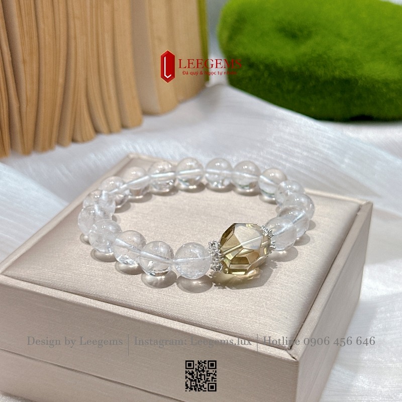 Vòng Tay Thạch Anh Trắng Mix Citrine
