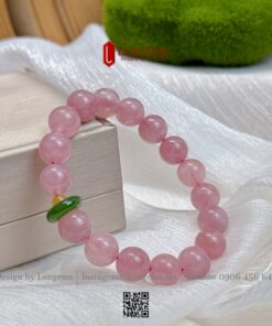 Vòng Tay Thạch Anh Hồng VIP 10Li Mix Charm Ngọc – Tuyệt Phẩm Cho Mệnh Hỏa & Thổ I Leegems