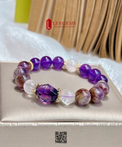 Vòng Tay Đá Aurora Mix Thạch Anh Tím 9.5Li – Vẻ Đẹp Huyền Diệu Từ Ánh Sáng Phương Bắc I Leegems