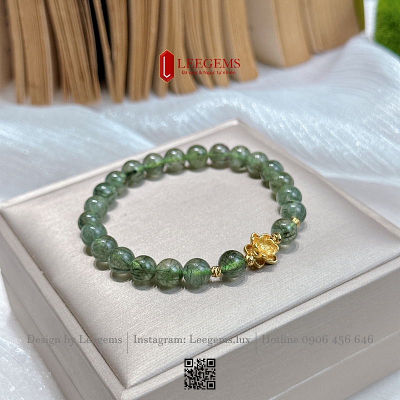 Vòng Tay Tóc Xanh Mix Charm Hoa Sen